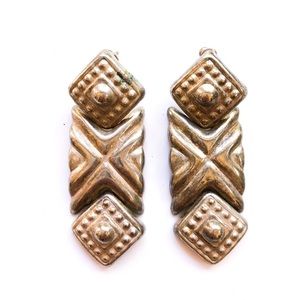 Vintage Navajo sterling silver 925 design pierced earrings